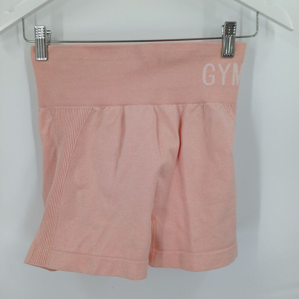 Gym Minute Peach Pink Ribbed Seamless High Waist Workout Shorts size Medium